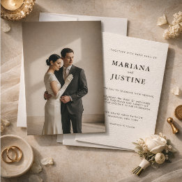 Editorial Minimalist Winter Wedding Photo Layout Invitation