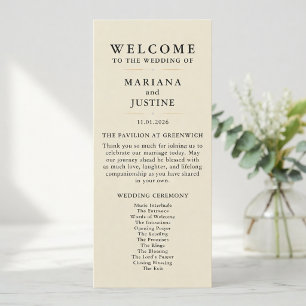Editorial Minimalist Winter Wedding Program Card