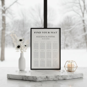 Editorial Minimalist Winter Wedding Seating Chart