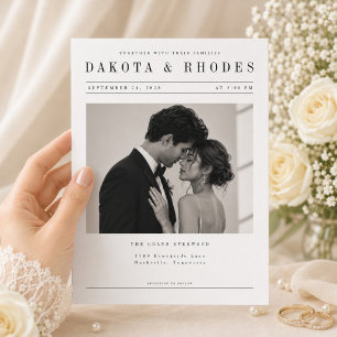 Editorial Style Wedding Photo Invitation Template.