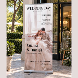 Editorial Wedding Photo, Luxury Magazine Welcome Retractable Banner