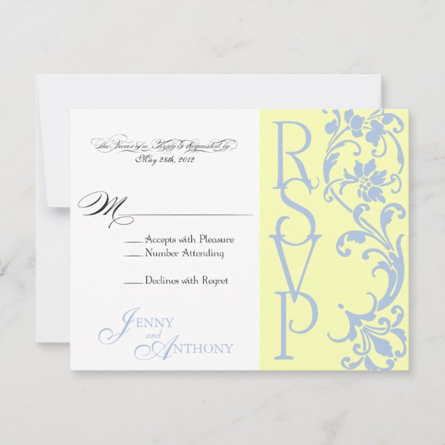 eDIY Elegant Simple RSVP Buttercream and Sky Blue (Front)