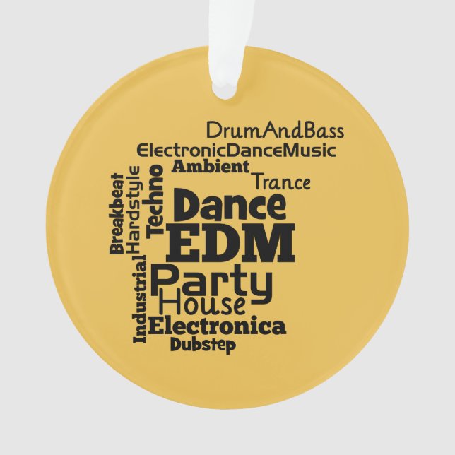 EDM Dance Party Word Cloud Ornament (Front)