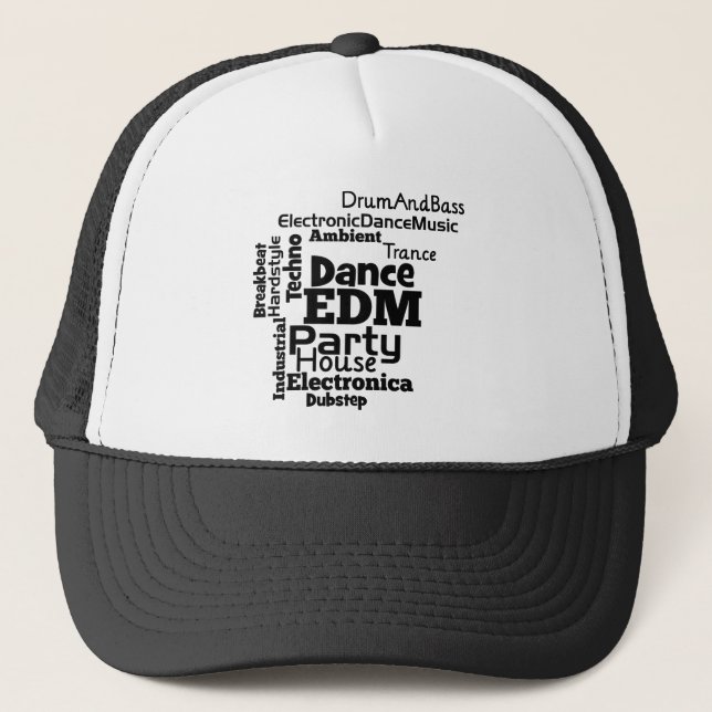 EDM Dance Party Word Cloud Trucker Hat (Front)