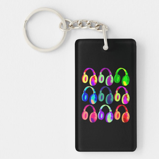 EDM DJ Headphones Dance Rave Music Festival Key Ring (Front)
