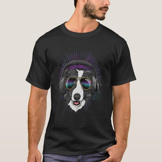 EDM House Music DJ Border Collie Music  Music Arti T-Shirt (Front)