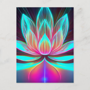 EDM Neon Laser Lights Lotus Flower Awakening Postcard