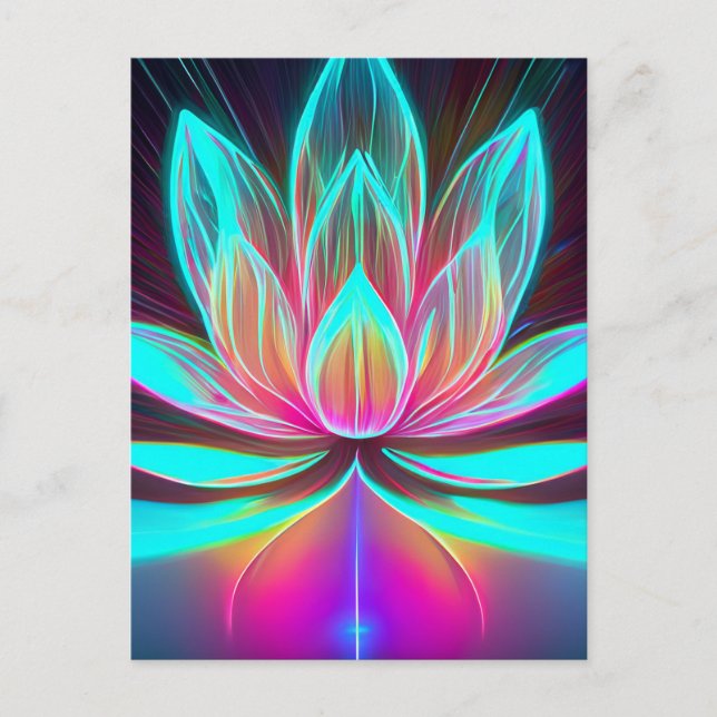 EDM Neon Laser Lights Lotus Flower Awakening Postcard (Front)