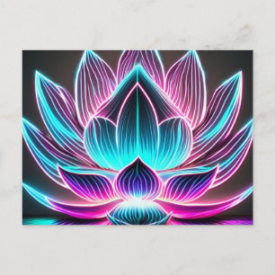 EDM Neon Laser Lights Lotus Flower Enlightenment Postcard