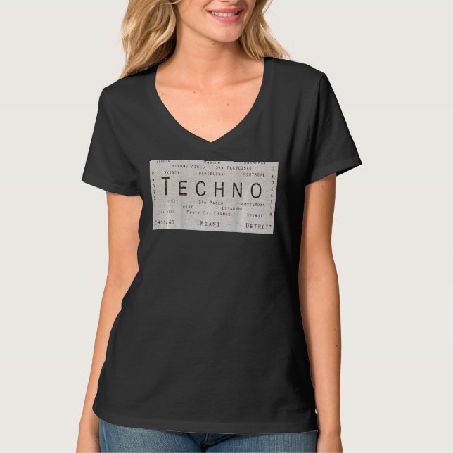 Edm Techno Underground Rave Cities On Back T-Shirt (Front)