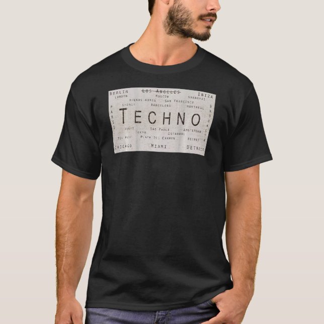 Edm Techno Underground Rave Cities On Back T-Shirt (Front)