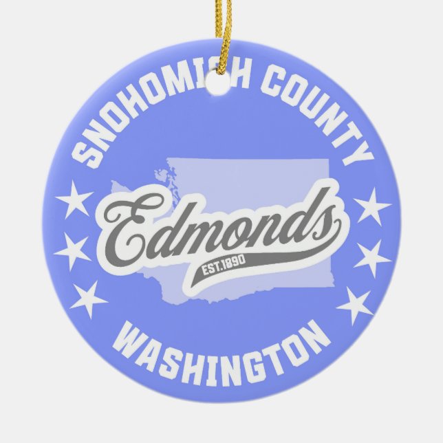 Edmonds, Washington Ceramic Tree Decoration (Front)