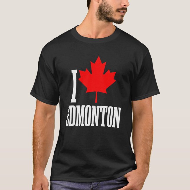 Edmonton Alberta Canada Maple Leaf Canadian Flag P T-Shirt (Front)
