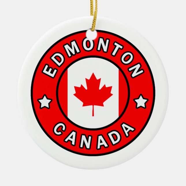 Edmonton Canada Ceramic Tree Decoration (Front)