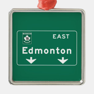 Edmonton, Canada Road Sign Metal Tree Decoration