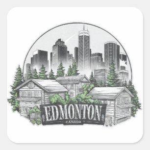 Edmonton City Canada Square Sticker
