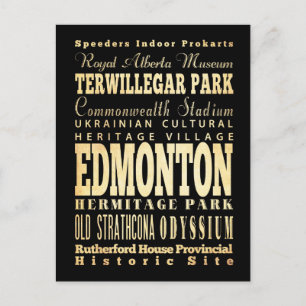 Edmonton City of Canada Typography Art Postcard