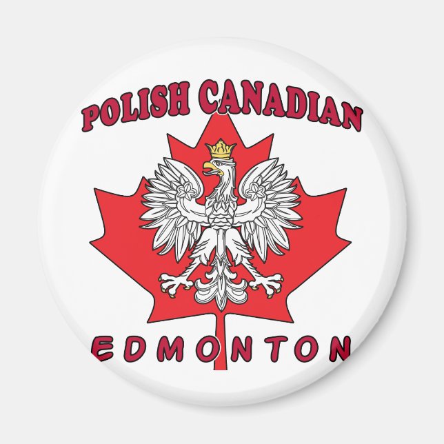 Edmonton Polish Canadian Leaf Magnet (Front)