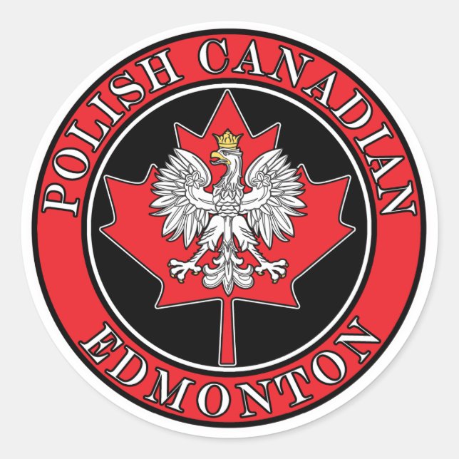 Edmonton Round Polish Canadian Leaf Classic Round Sticker (Front)