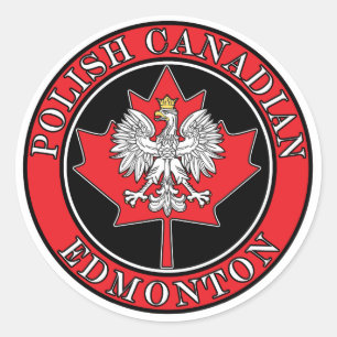 Edmonton Round Polish Canadian Leaf Classic Round Sticker