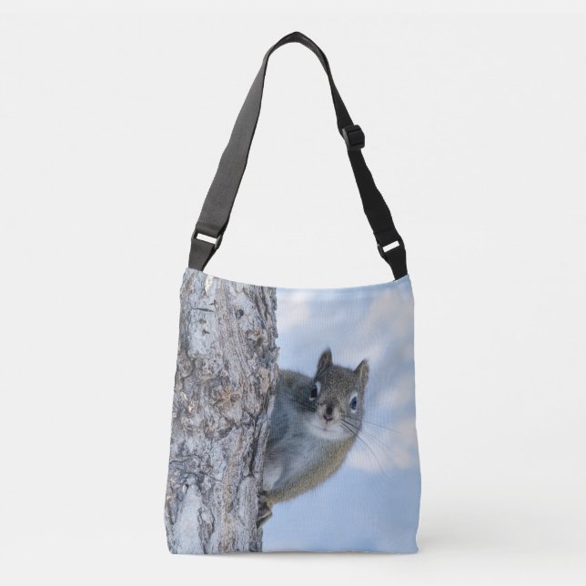 Edmonton Squirrel Peaking from Tree Wildlife Crossbody Bag (Front)