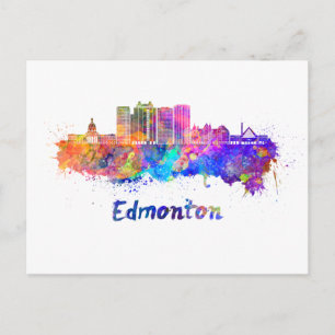 Edmonton V2 skyline in watercolor Postcard