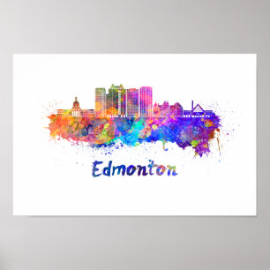 Edmonton V2 skyline in watercolor Poster