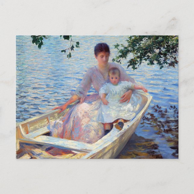 Edmund Charles Tarbell Mother and Child in a Boat. Postcard (Front)