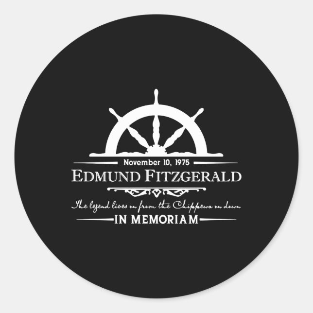 Edmund Fitzgerald In Memories Gitche Gumee Classic Round Sticker (Front)