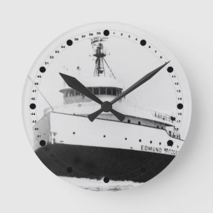 Edmund Fitzgerald Vintage Great Lakes Freighter Wa Round Clock