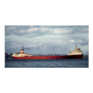 Edmund Fitzgerald Vintage Maritime Great Lakes Poster