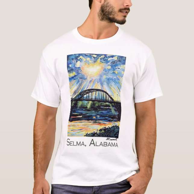 Edmund Pettus Bridge, Selma Alabama, Sunburst T-Shirt (Front)
