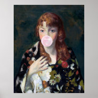 Edna blowing a pink bubble gum