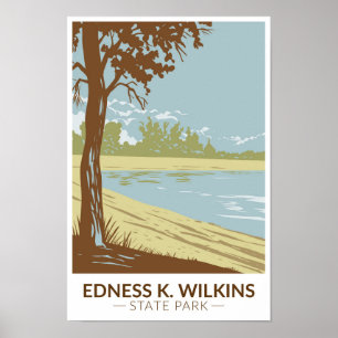 Edness K Wilkins State Park Wyoming Vintage  Poster
