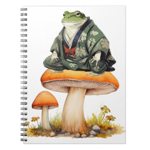 Edo era shogun frog sitting on mushroom Notebook