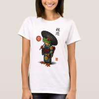 Edo Frog in Kimono with Parasol