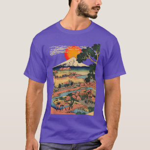 , Edo Japan Scenery, Sunset at Mount Fuji Ukiyo T-Shirt