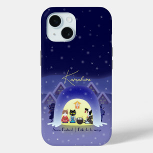 Edo-Neko's Snowy Celebration iPhone 15 Case
