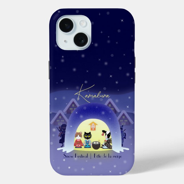 Edo-Neko's Snowy Celebration Case-Mate iPhone Case (Back)