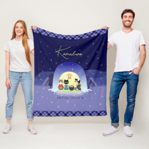 Edo-Neko's Snowy Celebration Fleece Blanket