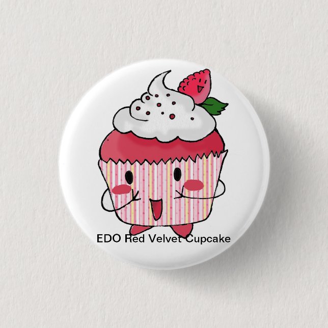 EDO red velvet cupcake 3 Cm Round Badge (Front)