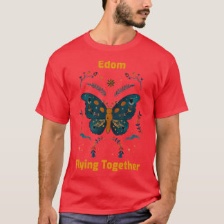 Edom Flying Together Colourful Butterfly Retro Des T-Shirt