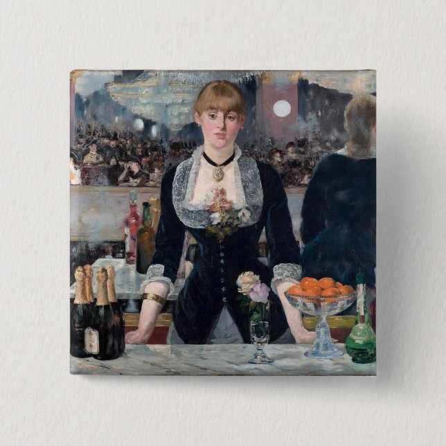 Edouard Manet - A Bar at the Folies-Bergere 15 Cm Square Badge (Front)