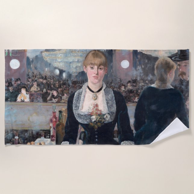 Edouard Manet - A Bar at the Folies-Bergere Beach Towel (Front)