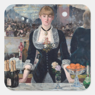 Edouard Manet - A Bar at the Folies-Bergere Square Sticker