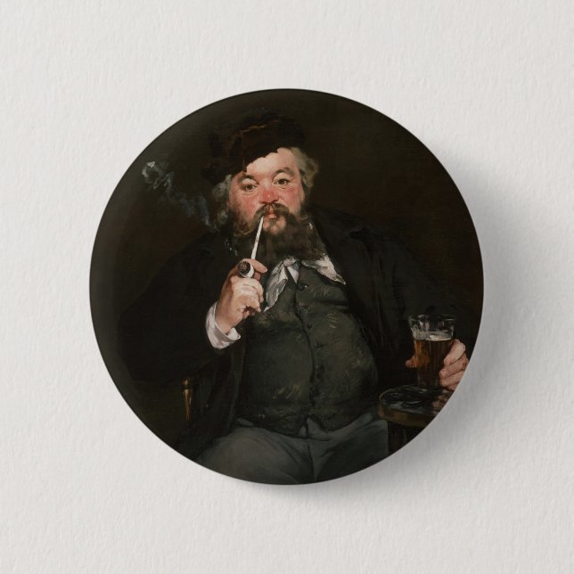 Edouard Manet - A Good Glass of Beer / Le bon bock 6 Cm Round Badge (Front)