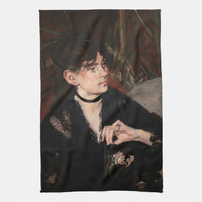 Edouard Manet - Berthe Morisot with a Fan 1874 Tea Towel (Vertical)