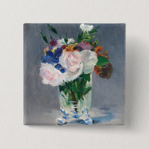 Edouard Manet - Flowers in a Crystal Vase 15 Cm Square Badge