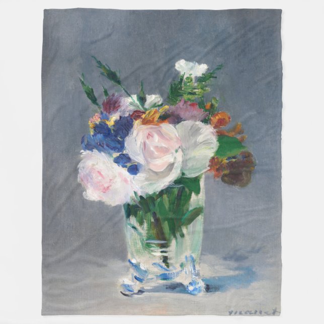 Edouard Manet - Flowers in a Crystal Vase Fleece Blanket (Front)
