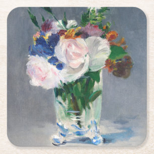 Edouard Manet - Flowers in a Crystal Vase Square Paper Coaster
